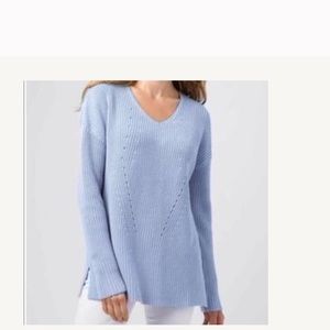 NWOT Kinross Fashion Rib Sweater VNeck Pointelle XS